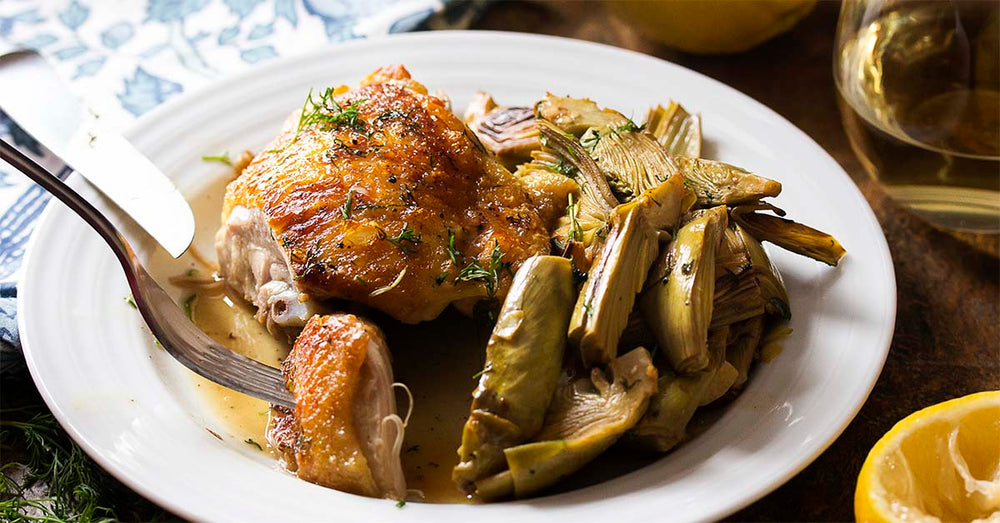 Pollo al Forno con Erbe Mediterranee e Carciofi